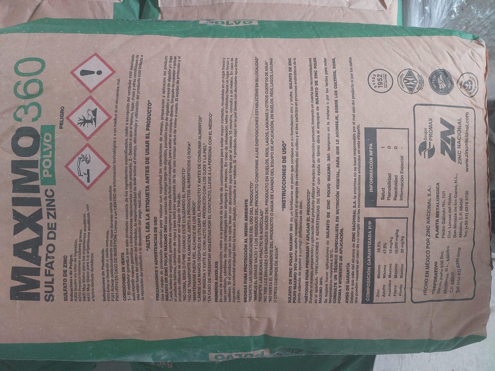 Sulfato de Zinc Monohidratado